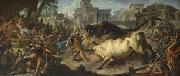 Jean Francois de troy Jason taming the bulls of Aeetes oil painting